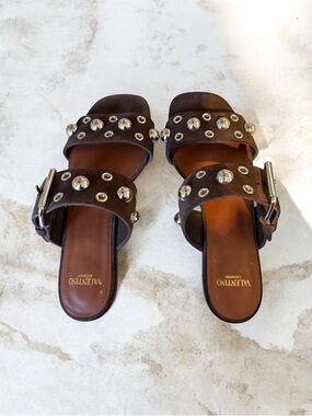 Valentino Garavani Brown Nellcôte Slide Sandal (Women)